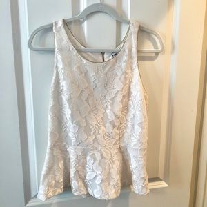 Express peplum lace zip up tank